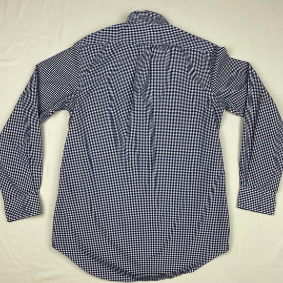 Ralph Lauren Mens Gingham Check Button Down Shirt Navy Blue White Small S P - Picture 8 of 9